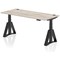 Air 1800mm Height Adjustable Cable Port Desk, Black Leg with Piste Foot, Grey Oak