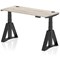 Air 1400mm Slim Height Adjustable Cable Ports Desk, Black Leg with Piste Foot, Grey Oak