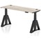 Air 1600mm Slim Height Adjustable Cable Ports Desk, Black Leg with Piste Foot, Grey Oak