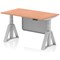 Air Modesty 1400mm Height Adjustable Desk, Silver Leg with Piste Foot and Modesty Panel, Beech