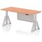 Air Modesty 1800mm Height Adjustable Desk, Silver Leg with Piste Foot and Modesty Panel, Beech