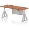 Air Modesty 1800mm Height Adjustable Desk, Silver Leg with Piste Foot and Modesty Panel, Walnut
