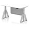 Air Modesty 1400mm Height Adjustable Desk, Silver Leg with Piste Foot and Modesty Panel, White
