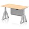 Air Modesty 1400mm Height Adjustable Desk, Silver Leg with Piste Foot and Modesty Panel, Maple