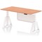 Air Modesty 1600mm Height Adjustable Desk, White Leg with Piste Foot and Modesty Panel, Beech