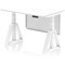 Air Modesty 1200mm Height Adjustable Desk, White Leg with Piste Foot and Modesty Panel, White