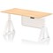 Air Modesty 1600mm Height Adjustable Desk, White Leg with Piste Foot and Modesty Panel, Maple