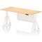 Air Modesty 1800mm Height Adjustable Desk, White Leg with Piste Foot and Modesty Panel, Maple