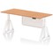 Air Modesty 1800mm Height Adjustable Desk, White Leg with Piste Foot and Modesty Panel, Oak