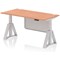 Air Modesty 1600mm Height Adjustable Cable Ports Desk, Silver Leg and Modesty Panel, Beech