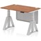 Air Modesty 1200mm Height Adjustable Cable Port Desk, Silver Leg with Piste Foot and Modesty Panel, Walnut