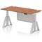 Air Modesty 1600mm Height Adjustable Cable Ports Desk, Silver Leg and Modesty Panel, Walnut
