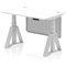 Air Modesty 1200mm Height Adjustable Cable Port Desk, Silver Leg with Piste Foot and Modesty Panel, White