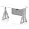 Air Modesty 1400mm Height Adjustable Cable Port Desk, Silver Leg with Piste Foot and Modesty Panel, White