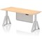 Air Modesty 1800mm Height Adjustable Cable Port Desk, Silver Leg with Piste Foot and Modesty Panel, Maple