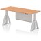Air Modesty 1800mm Height Adjustable Cable Port Desk, Silver Leg with Piste Foot and Modesty Panel, Oak