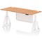 Air Modesty 1800mm Height Adjustable Cable Port Desk, White Leg with Piste Foot and Modesty Panel, Oak