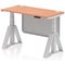 Air Modesty 1200mm Slim Height Adjustable Cable Ports Desk, Silver Leg and Modesty Panel, Beech