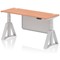 Air Modesty 1600mm Slim Height Adjustable Cable Ports Desk, Silver Leg and Modesty Panel, Beech