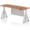 Air Modesty 1800mm Slim Height Adjustable Cable Ports Desk, Silver Leg and Modesty Panel, Walnut