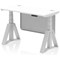 Air Modesty 1200mm Slim Height Adjustable Cable Ports Desk, Silver Leg and Modesty Panel, White
