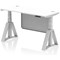 Air Modesty 1400mm Slim Height Adjustable Cable Ports Desk, Silver Leg and Modesty Panel, White