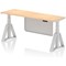 Air Modesty 1800mm Slim Height Adjustable Cable Ports Desk, Silver Leg and Modesty Panel, Maple