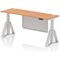 Air Modesty 1800mm Slim Height Adjustable Cable Ports Desk, Silver Leg and Modesty Panel, Oak