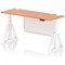 Air Modesty 1600mm Slim Height Adjustable Cable Ports Desk, White Leg and Modesty Panel, Beech