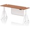 Air Modesty 1800mm Slim Height Adjustable Cable Ports Desk, White Leg and Modesty Panel, Walnut