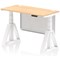 Air Modesty 1200mm Slim Height Adjustable Cable Ports Desk, White Leg and Modesty Panel, Maple