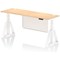 Air Modesty 1800mm Slim Height Adjustable Cable Ports Desk, White Leg and Modesty Panel, Maple