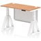 Air Modesty 1200mm Slim Height Adjustable Cable Ports Desk, White Leg and Modesty Panel, Oak