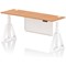 Air Modesty 1800mm Slim Height Adjustable Cable Ports Desk, White Leg and Modesty Panel, Oak