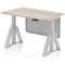Air Modesty 1200mm Height Adjustable Desk, Silver Leg with Piste Foot and Modesty Panel, Grey Oak