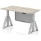 Air Modesty 1400mm Height Adjustable Desk, Silver Leg with Piste Foot and Modesty Panel, Grey Oak