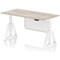 Air Modesty 1600mm Height Adjustable Desk, White Leg with Piste Foot and Modesty Panel, Grey Oak