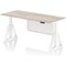 Air Modesty 1800mm Height Adjustable Desk, White Leg with Piste Foot and Modesty Panel, Grey Oak