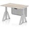 Air Modesty 1200mm Height Adjustable Cable Port Desk, Silver Leg with Piste Foot and Modesty Panel, Grey Oak