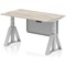 Air Modesty 1400mm Height Adjustable Cable Port Desk, Silver Leg with Piste Foot and Modesty Panel, Grey Oak