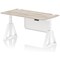 Air Modesty 1600mm Height Adjustable Cable Ports Desk, White Leg and Modesty Panel, Grey Oak
