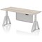 Air Modesty 1800mm Height Adjustable Cable Port Desk, Silver Leg with Piste Foot and Modesty Panel, Grey Oak