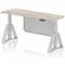 Air Modesty 1600mm Slim Height Adjustable Cable Ports Desk, Silver Leg and Modesty Panel, Grey Oak