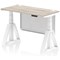Air Modesty 1200mm Slim Height Adjustable Cable Ports Desk, White Leg and Modesty Panel, Grey Oak