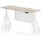 Air Modesty 1600mm Slim Height Adjustable Cable Ports Desk, White Leg and Modesty Panel, Grey Oak