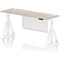 Air Modesty 1800mm Slim Height Adjustable Cable Ports Desk, White Leg and Modesty Panel, Grey Oak