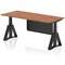 Air Modesty 1800mm Height Adjustable Desk, Black Leg with Piste Foot and Modesty Panel, Walnut
