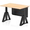 Air Modesty 1200mm Height Adjustable Desk, Black Leg with Piste Foot and Modesty Panel, Maple