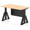 Air Modesty 1400mm Height Adjustable Desk, Black Leg with Piste Foot and Modesty Panel, Maple