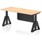 Air Modesty 1800mm Height Adjustable Desk, Black Leg with Piste Foot and Modesty Panel, Maple